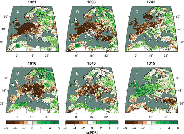 Droughts, Rainfall, Europe, Last Millenia, 1000AD - 2000AD, Atlas.