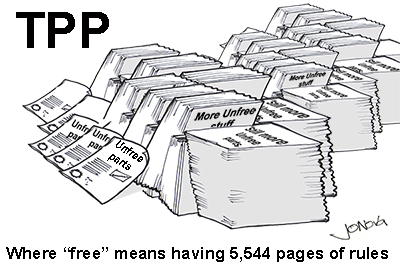 TPP, Free trade, Cartoon.