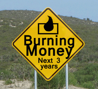 Sign, satire, Warning Burning Money next three years. Big government.