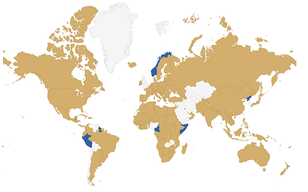 Paris Climate Agreement, Ratified, Countries. Map. August 2016.