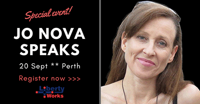 Jo Nova, speaking, Perth WA.