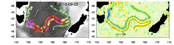 Modon E, Twin Whirlpool, Tasmania to NZ. Map.