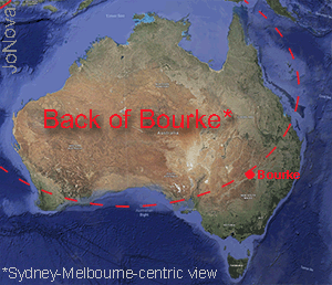 Bourke Australia, Satellite view. "Back of Bourke". 