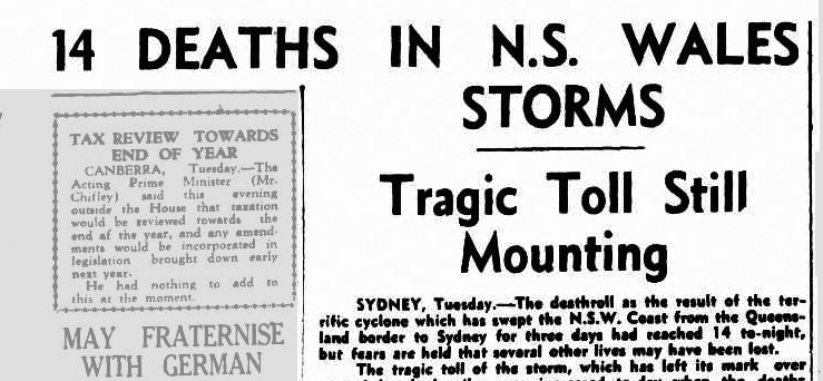 Collaroy, NSW, Storm erosion. 1945