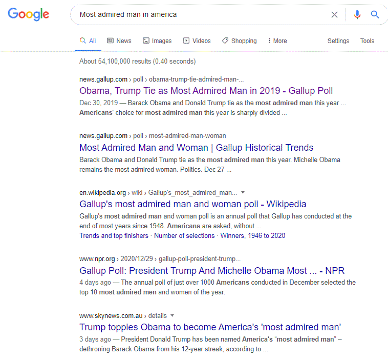 Google Search Trump, Man in America